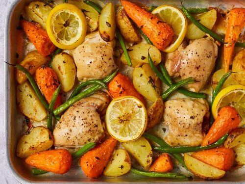 Lemon & Herb Chicken Traybake with Butter Beans & Potato Wedges