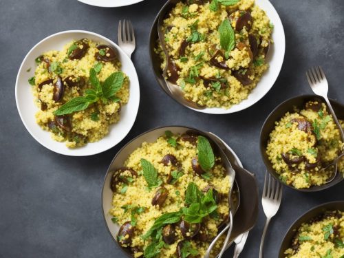 Lemon & mint aubergine tagine with almond couscous