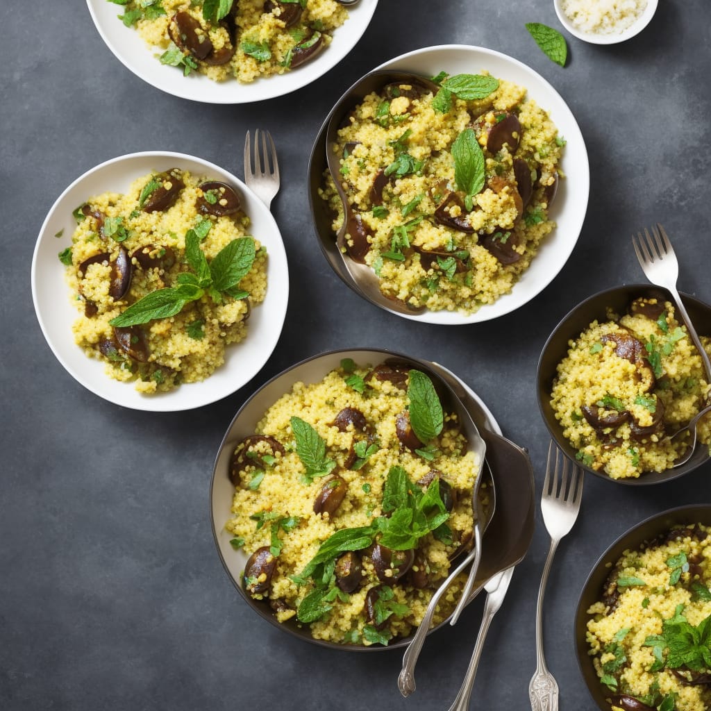 Lemon & mint aubergine tagine with almond couscous