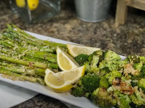 Lemon-Roasted Broccoli and Asparagus