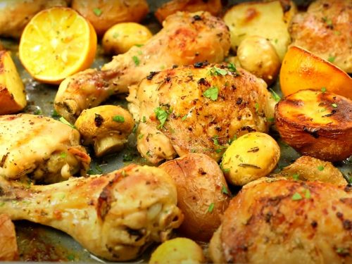 Lemon & Rosemary Roast Chicken with Crispy Potatoes