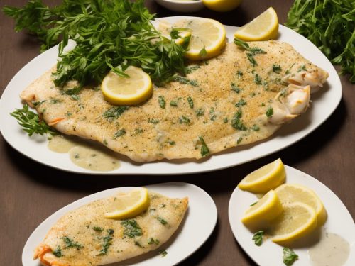 Lemon sole with crab & tarragon butter sauce