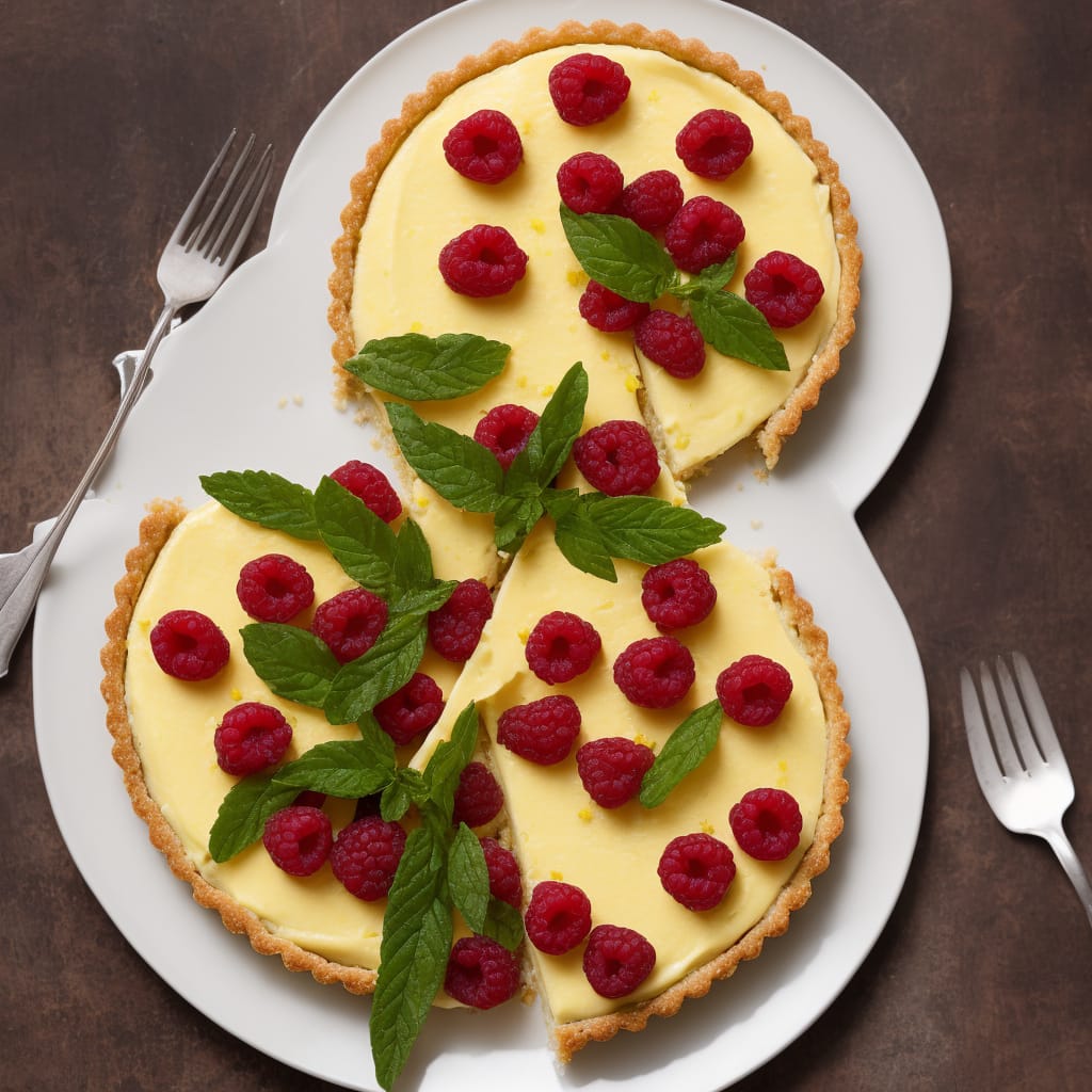 Lemon & Verbena Tart with Raspberries