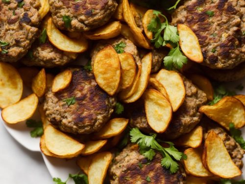 Lighter lamb burgers with smoky oven chips