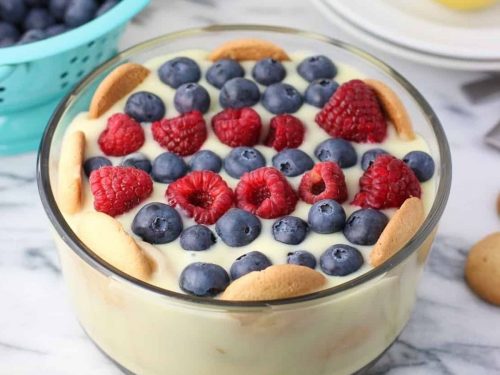 Luscious Lemon Pudding with Summer Berries