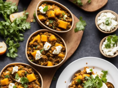 Mango Chutney Baked Feta with Lentils