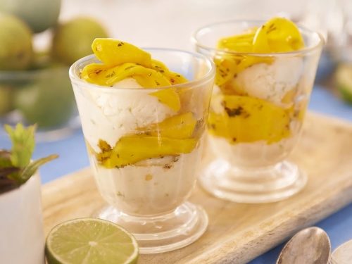 Mango, lime & coconut sundaes