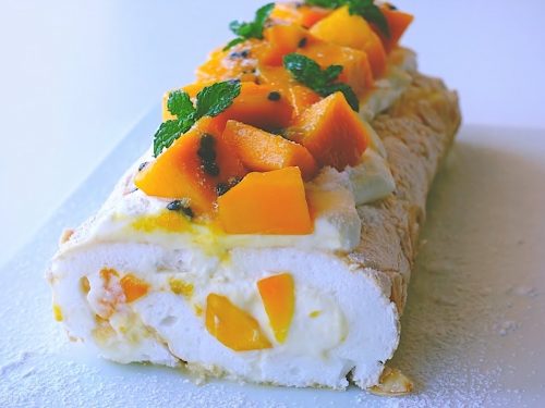 Mango & Passion Fruit Pavlova Roulade