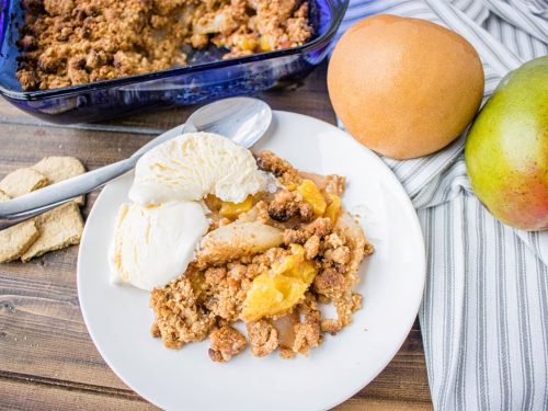 Mango, Pear & Ginger Crumble