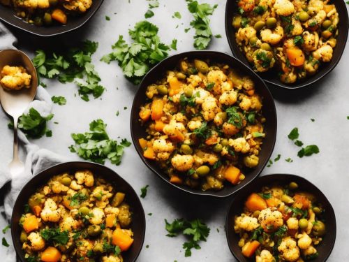 Microwave cauliflower, apricot & green olive tagine