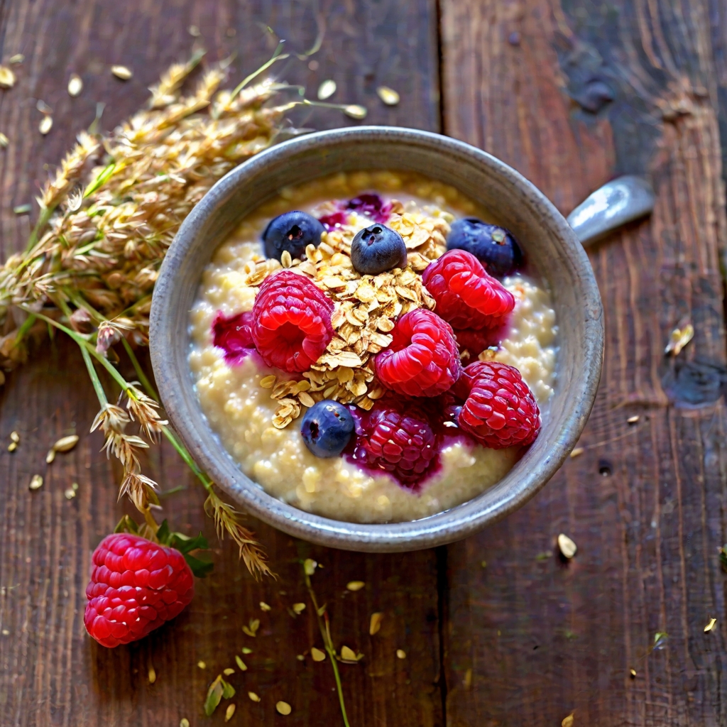 Millet Porridge with Almond Milk & Berry Compote