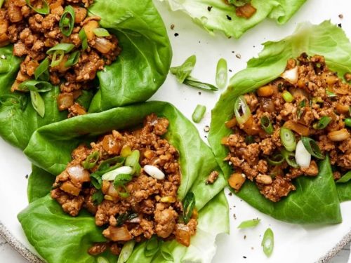 Minced Chicken Prawn Lettuce Parcels