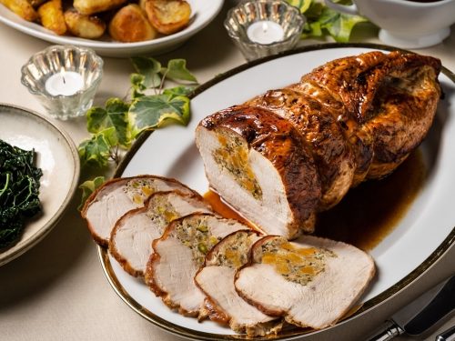 Moist Turkey Crown with Chestnut Truffle Stuffing