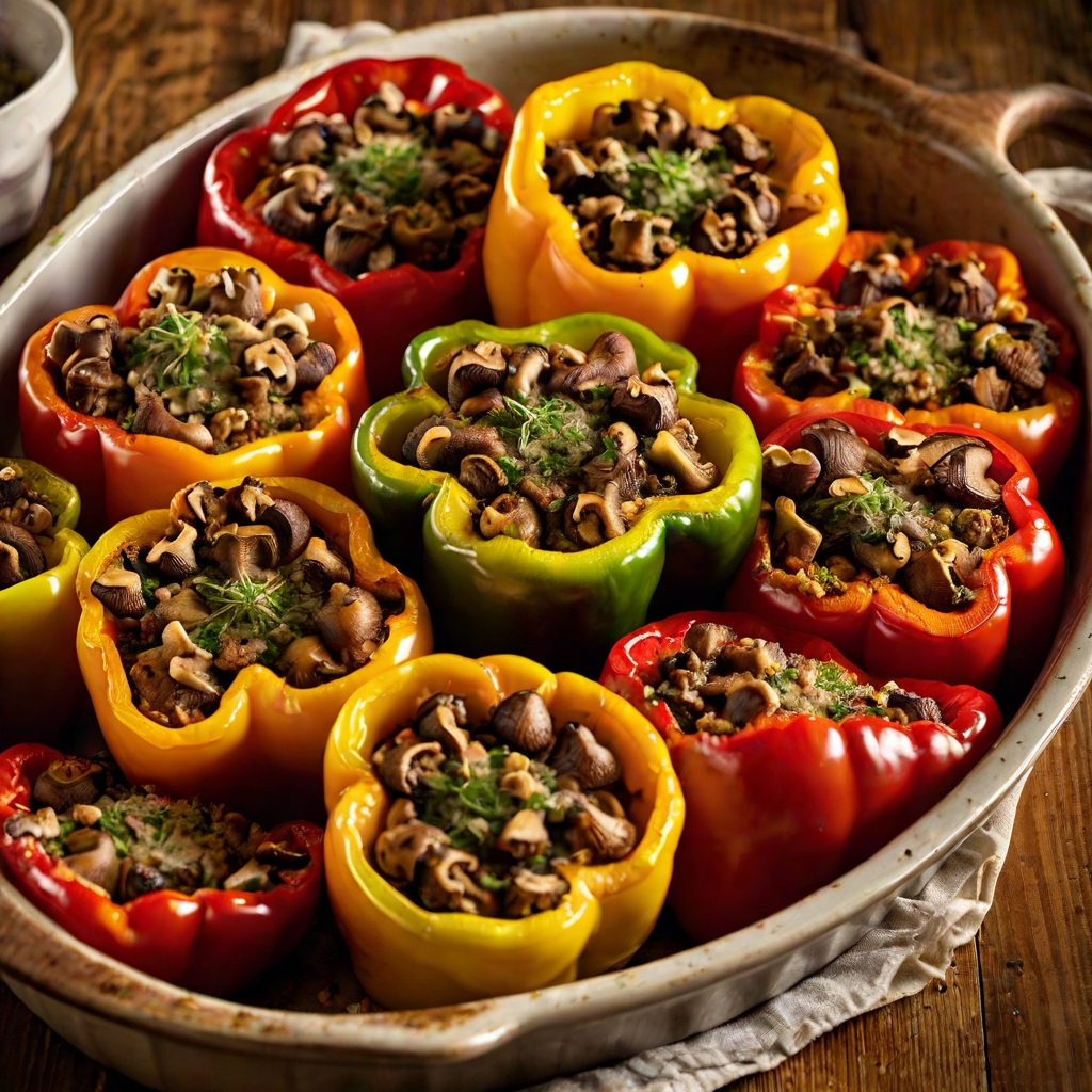 Mushroom, Walnut & Tomato Baked Peppers