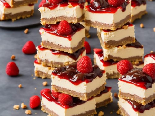 No-bake PB&J cheesecake squares