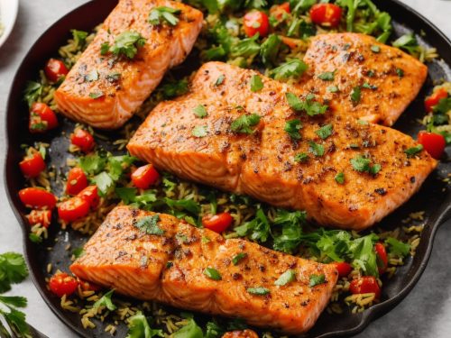 One-Pan Tikka Salmon with Jewelled Rice