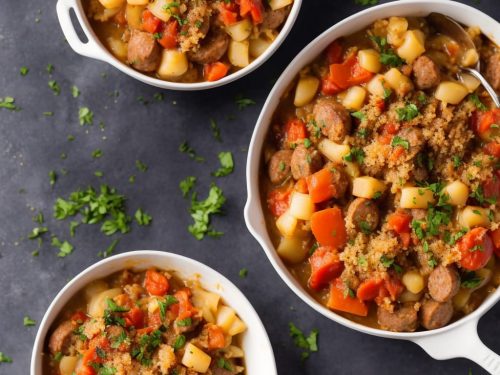 One-pot Sausage Casserole with Garlic Breadcrumbs