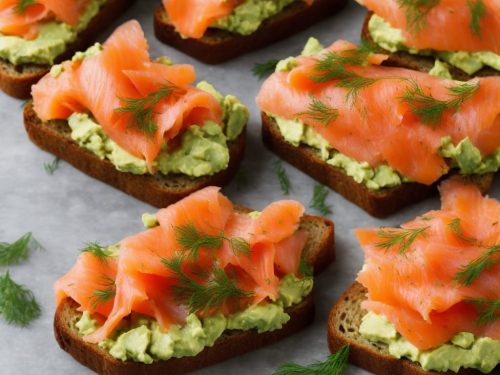 Open Sandwiches - Smoked Salmon & Avocado on Rye