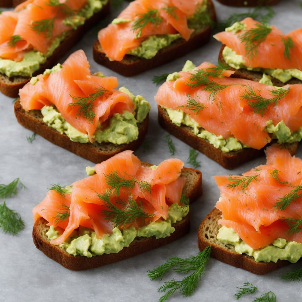 Open Sandwiches - Smoked Salmon & Avocado on Rye