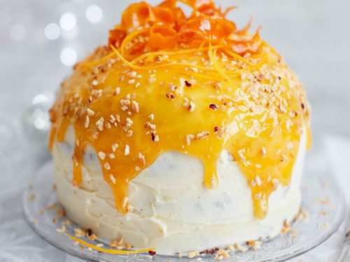 Orange Frosted Panettone Cake