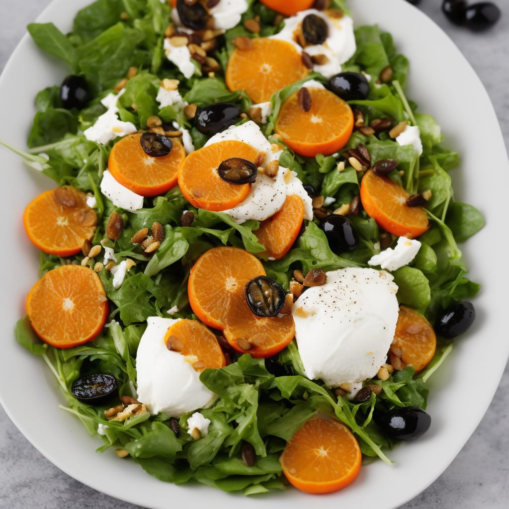 Orange, Herb & Burrata Salad with Black Olive Dressing