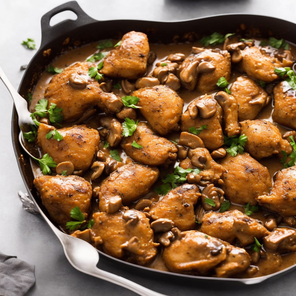 Pan-fried Chicken in Mushroom Sauce