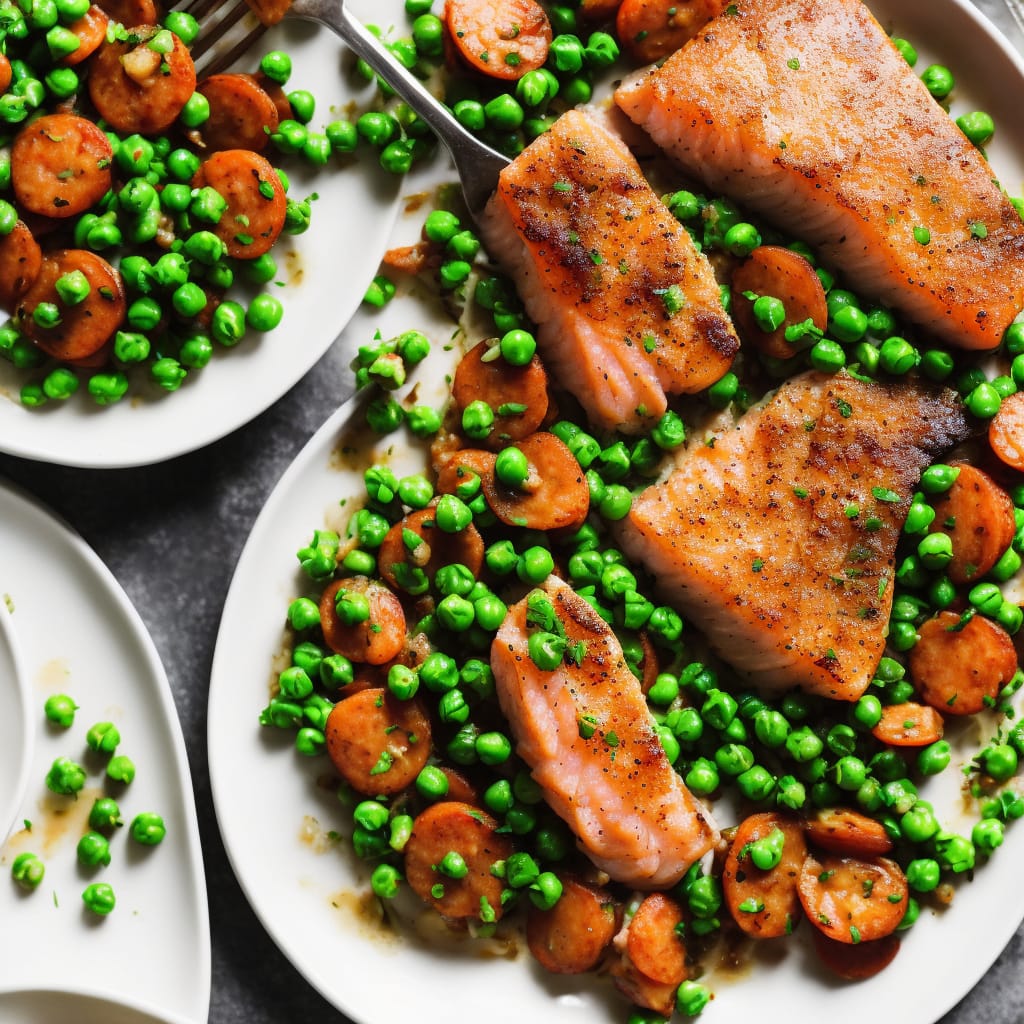 Pan-fried Sea Trout, Peas & Chorizo Fricassée