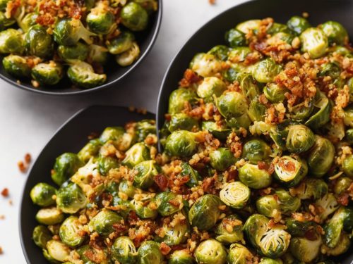 Pan-fried sprouts & crunchy chorizo crumbs