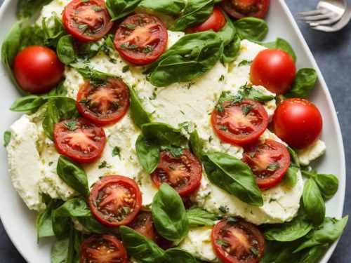 Parmesan-baked ricotta with tomato, olive & basil salad