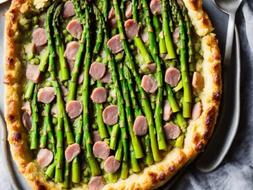 Pea, asparagus & ham hock tart