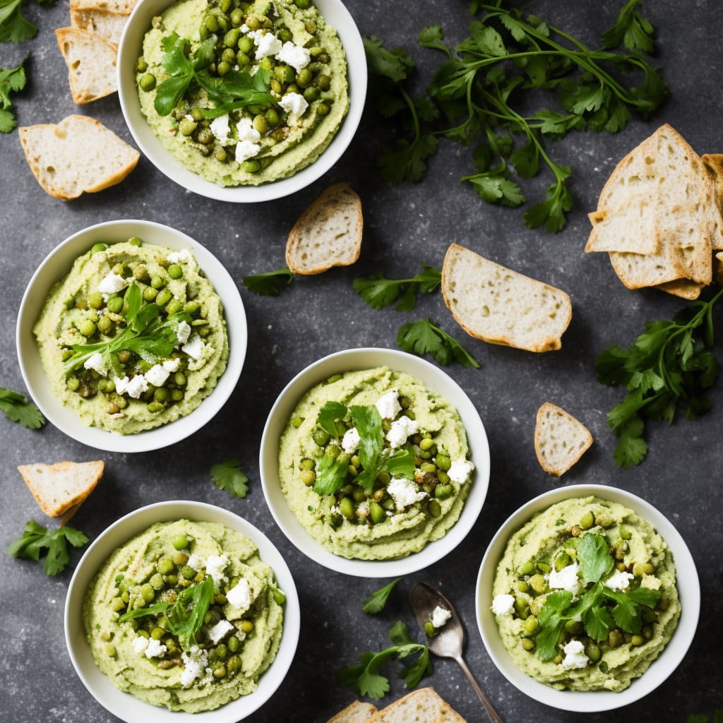 Pea & Broad Bean Hummus with Goat's Cheese & Sourdough