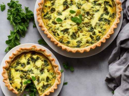 Pea, mint & goat's cheese quiche