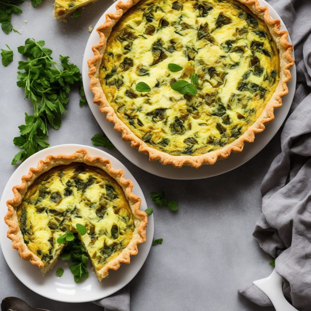 Pea, mint & goat's cheese quiche