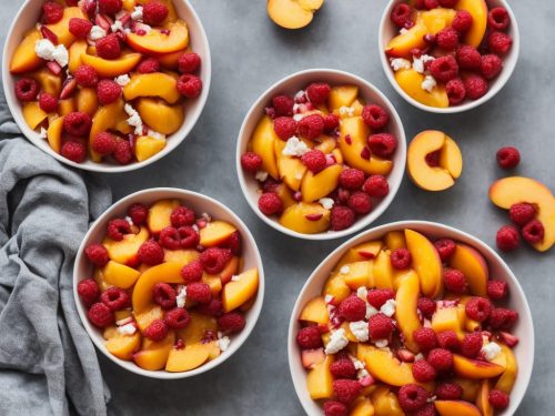 Peach & Raspberry Fruit Salad with Mascarpone