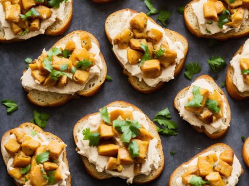 Peachy Coronation Chicken Crostini