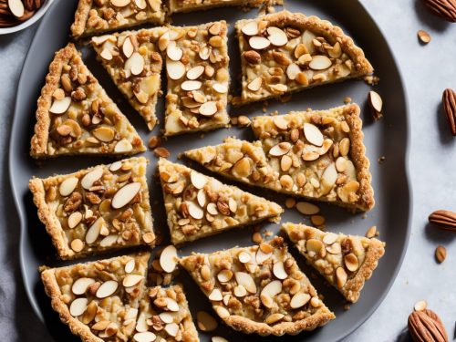 Pear & almond flapjack tart