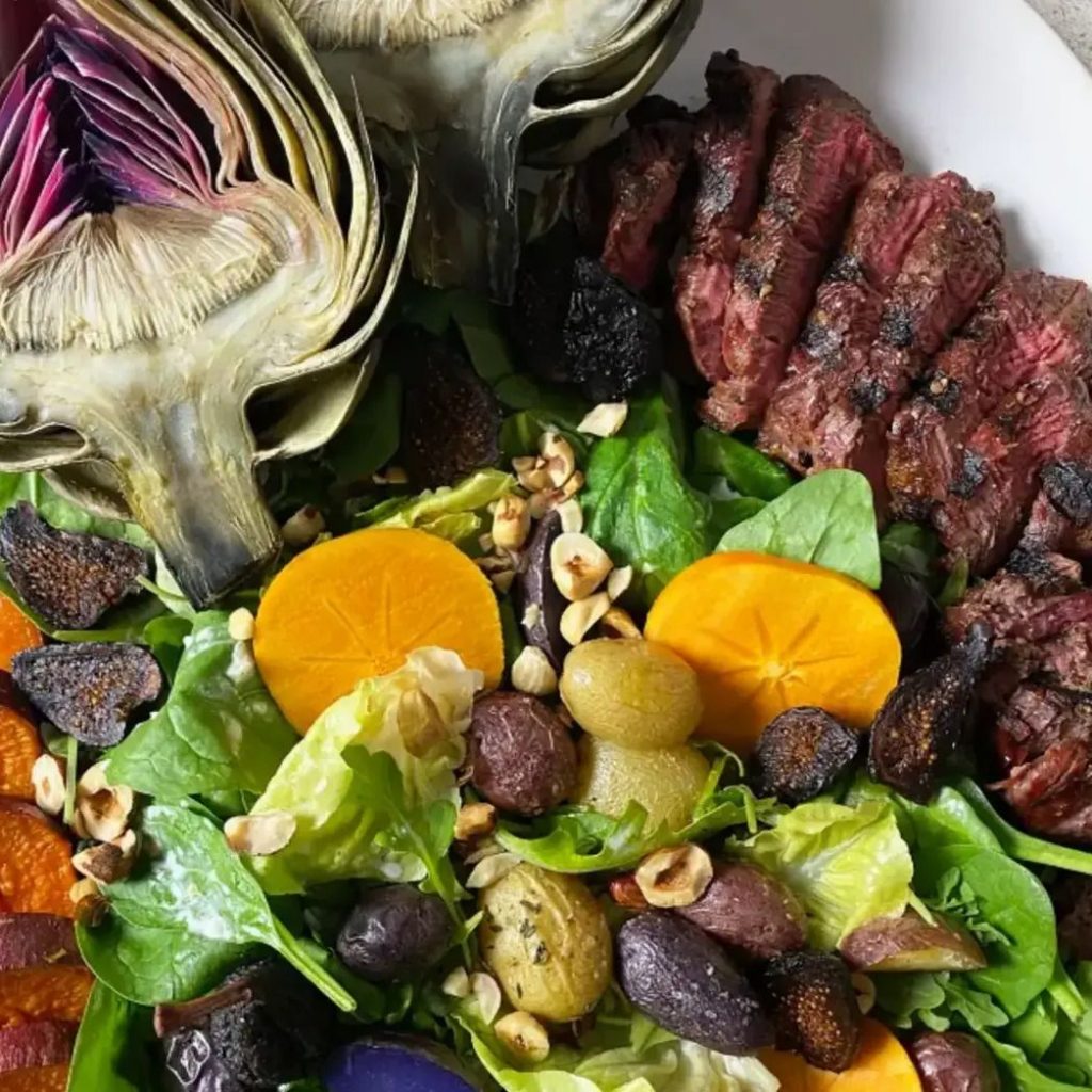 Peppered Fillet of Beef with Grilled Artichoke Salad