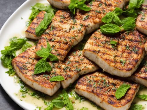 Pesce spada steccato e grigliato (Griddled garlic & mint studded swordfish)