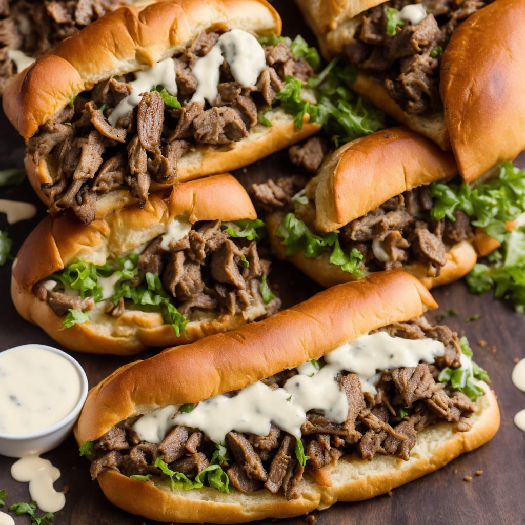 Philly Cheesesteak Sandwich with Garlic Mayo