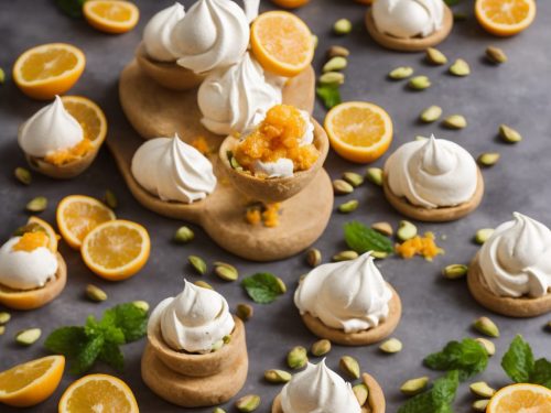 Pistachio Meringues with Mango & Mandarin Ice Cream