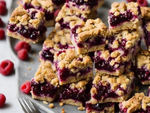 Plum, Raspberry Jam & Cardamom Crumble Squares