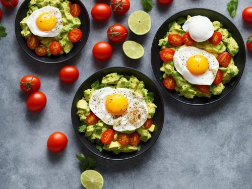 Poached eggs with smashed avocado & tomatoes