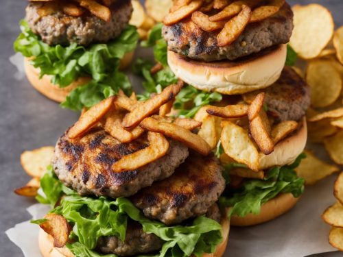 Pork burgers with herby chips