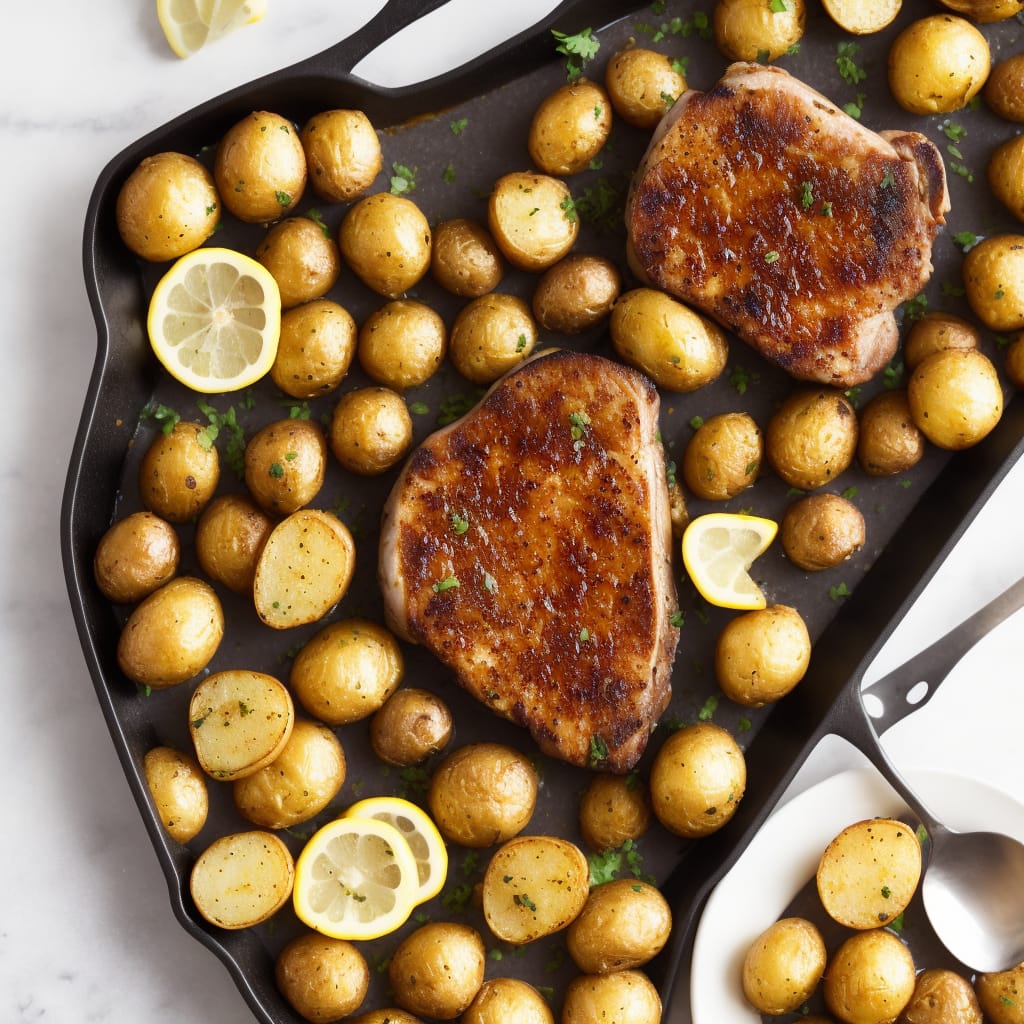 Pork Chops with Lemon Roast Potatoes