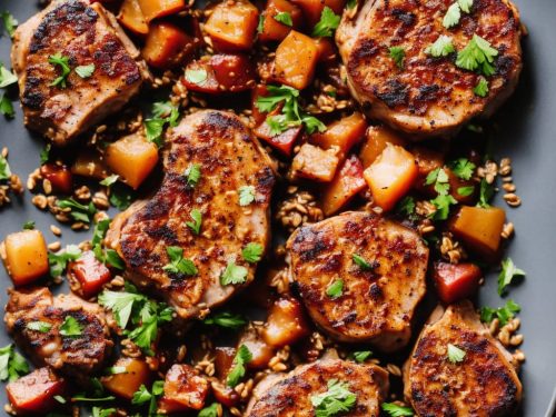 Pork Chops with Rhubarb & Grains