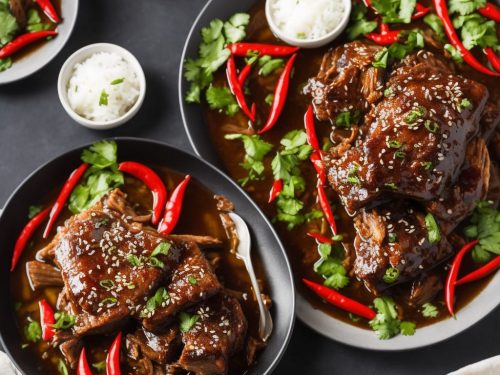 Pork shoulder braised in black vinegar & rice wine with pickled chillies