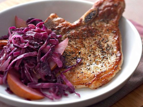 Pork with Braised Red Cabbage & Pears