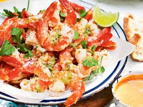 Prawns & Radishes with Chilli Mayo Dip