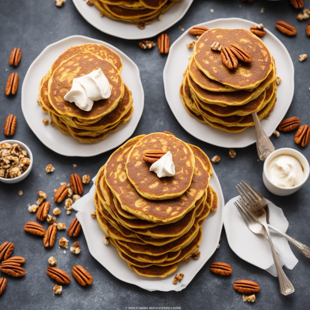 Pumpkin Pancakes with Salted Pecan Butterscotch