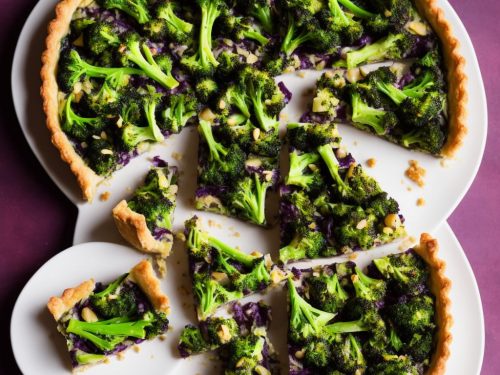 Purple Sprouting Broccoli, Leek & Almond Tart